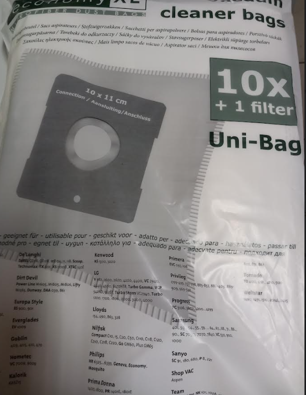 SACS ASPIRATEUR ADAPTABLE SAMSUNG -  Uni-bag /10p.  - FC7700 / 7714 / 7715 / 7725 / VP90 / VP77 / PHILIPS GENEVA -  HR6995