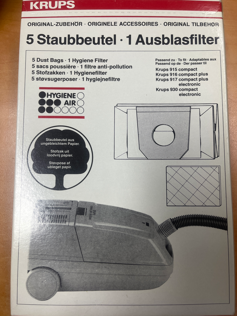 SACS ASPIRATEUR KRUPS COMPACT 915 / 916 / 917 / 930 -  F923001 - Jusqu'à fin de stock