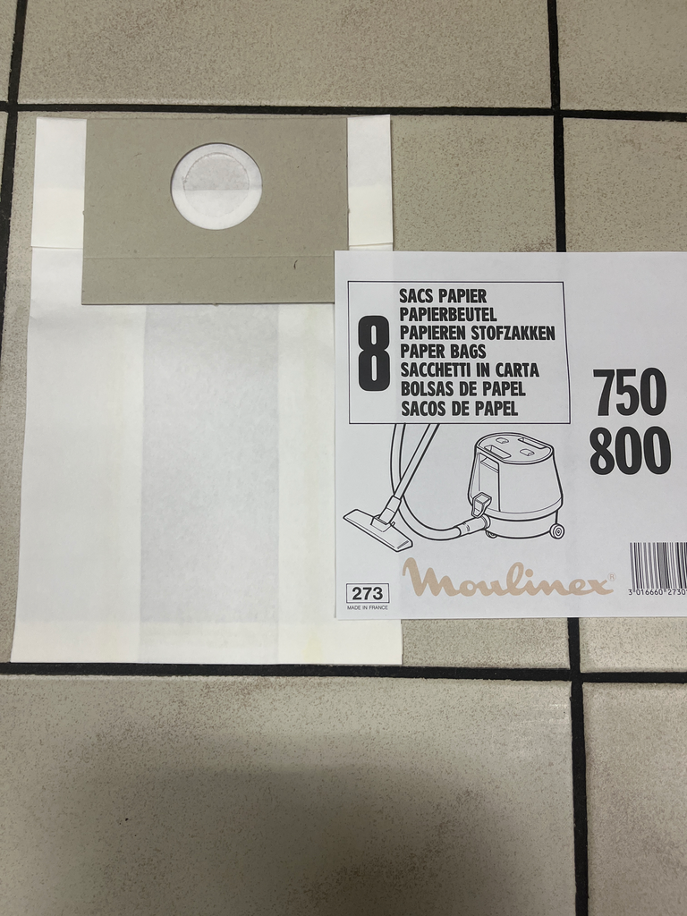 SACS ASPIRATEUR MOULINEX 273 - POUR MODELE : 750 / 800 _ /8P.  - Jusqu'à fin de stock