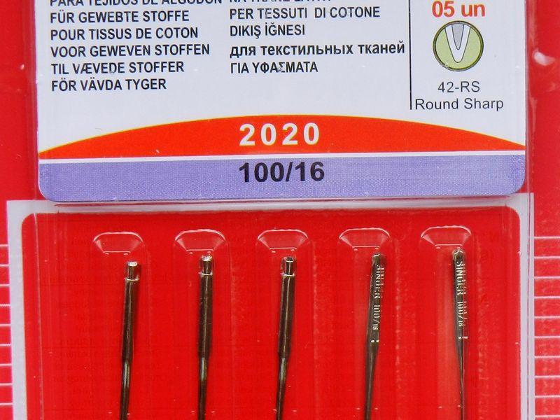AIGUILLE POUR MACHINE A COUDRE SINGER,... Pour tissus coton - 2020-806R - /5p. - 100/16