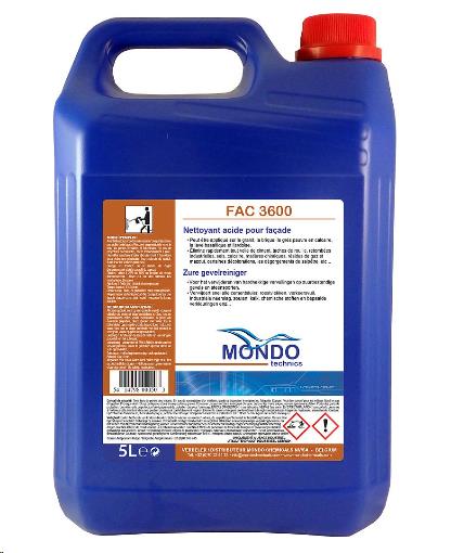 MONDO NETTOYANT ACIDE POUR FACADE FAC3600 - 5L. - Jusqu'à fin de stock
