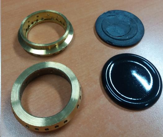 KIT CHAPEAU BRULEUR + COURONNE TECHNOGAS/FAGOR ... BRUN/LAITON - PETIT MODELE