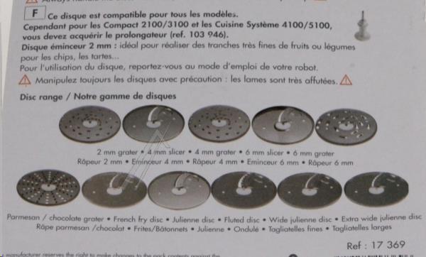 DISQUE DISQUE EMINCEUR 2 MM E2 ROBOT  MAGIMIX - 17369