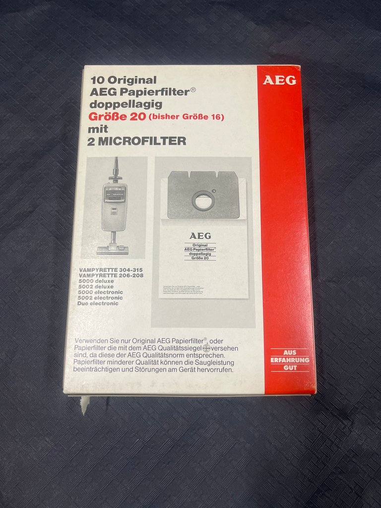 SACS ASPIRATEUR  AEG GROBE20 = GROBE16 - VAMPYRETRRE 304-315 / 206-208 - Jusqu'à fin de stock