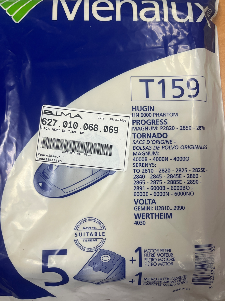 SACS ASPIRATEUR ELECTROLUX T159  /5P. - 909010093 / 9001966473