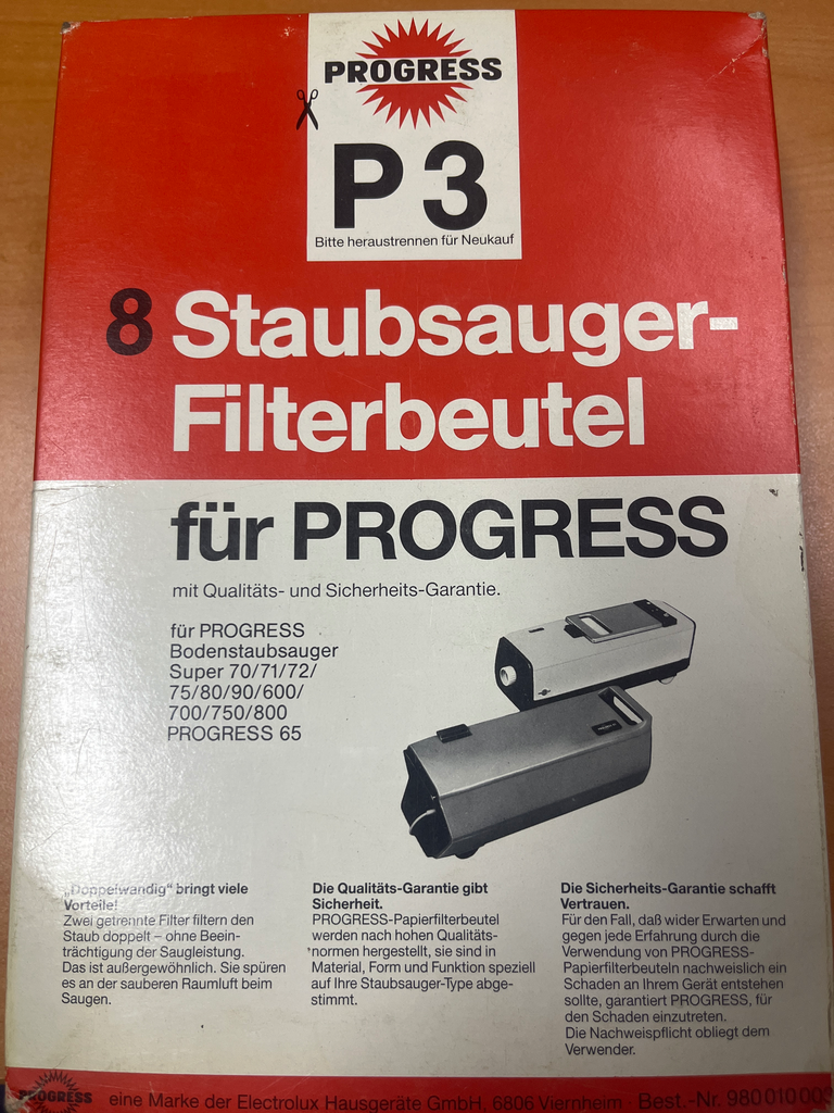 SACS ASPIRATEUR ELECTROLUX / PROGRESS P3 SUPER70/71/72 - Jusqu'à fin de stock