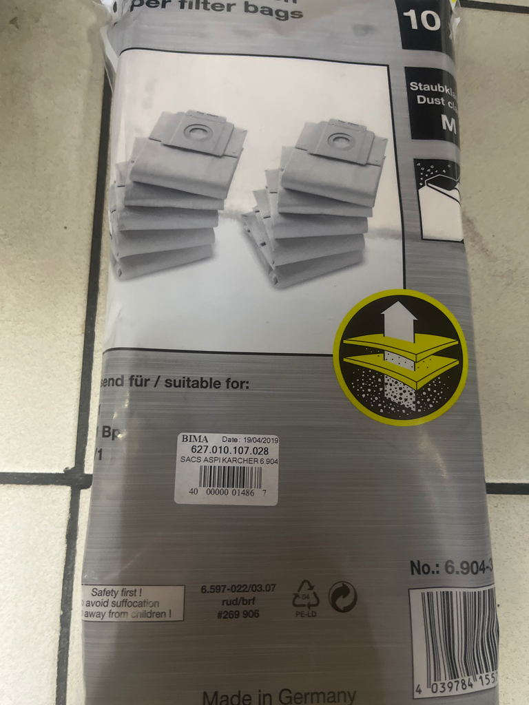 SACS  ASPIRATEUR KARCHER T7/1 - T9/1 Bp - T10/1 - 6.904-333.0