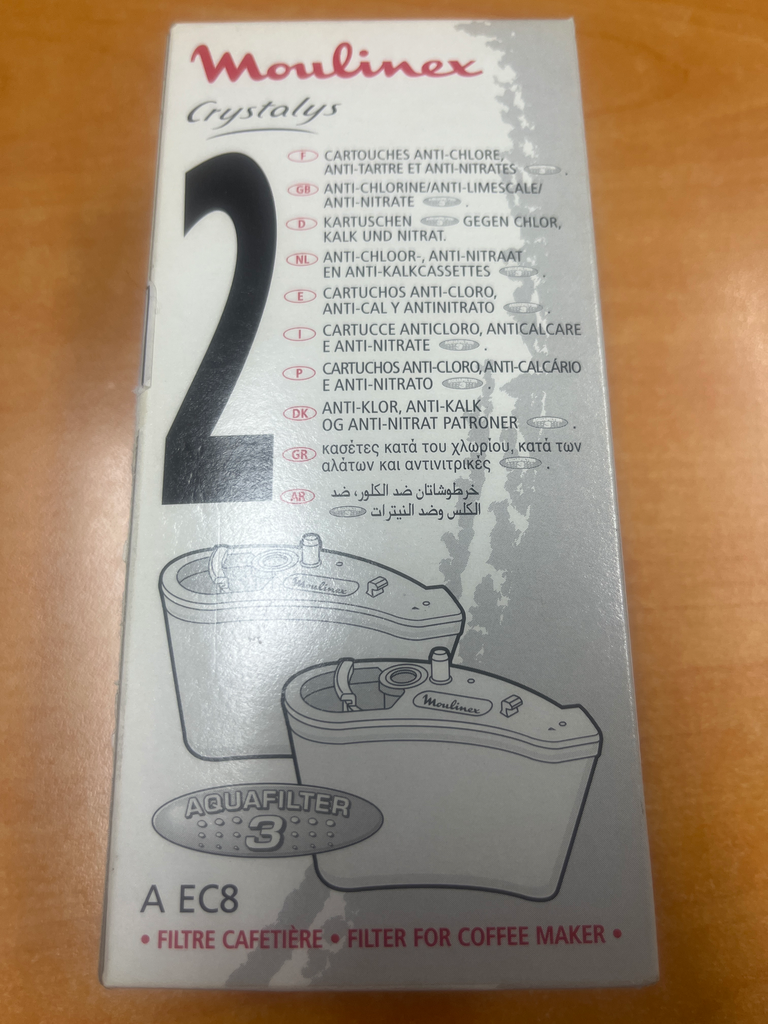 CARTOUCHE FILTRE PERCO MOULINEX CRYSTALIS AQUA FILTER 3 - EC1 / EC2 / EC3 / EC4 / EC5  - AEC801 - Jusqu'à fin de stock