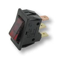 [121.000.000.000] INTERRUPTEUR UNIPOLAIRE NOIR LUMINEUX ROUGE 16A/3C