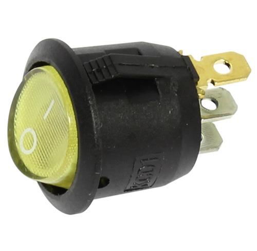 [121.000.000.015] INTERRUPTEUR ROND 3 C. LUMINEUX JAUNE