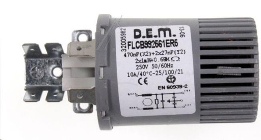 [125.000.000.028] CONDENSATEUR ANTIPARASITE 0,47MF + 2 X 27NF - VESTEL / HAIER ...