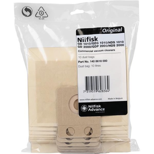 [627.010.079.030] SACS ASPIRATEUR NILFISK  - SALTIX 10 / GD1010 / GD2000 / THOR -  1408618000 - /10P.