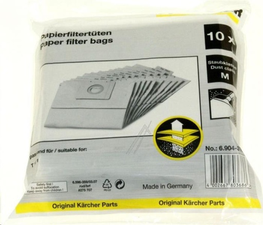 [627.010.107.038] SACS ASPIRATEUR KARCHER /10 P. - T12/1 -  6.904-312.0