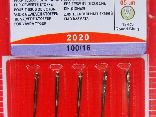[999.043.014.018] AIGUILLE POUR MACHINE A COUDRE SINGER,... Pour tissus coton - 2020-806R - /5p. - 100/16