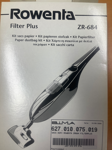 [627.010.075.019] SACS ASPIRATEUR BALAIS ROWENTA ZR684 /10P. - Jusqu'à fin de stock