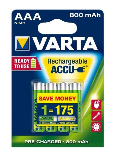 [140.000.000.056] PILE RECHARGEABLE VARTA 1,2V - 800MAH - NI-MH - HR03 /4P