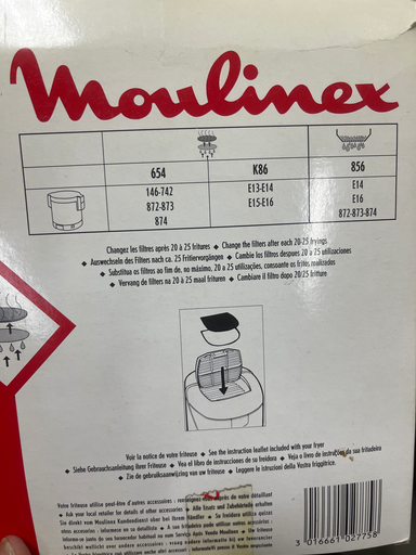 [514.019.078.009] 3 FILTRES ANTI ODEURS DOUBLES COUVERCLE FRITEUSE MOULINEX E13 / E14 / E15 / E16 - K86 - Jusqu'à fin de stock