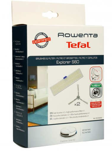 [514.010.075.091] Filtre haute performence + 2 brossettes latérales aspirateur Explorer Rowenta - Série 60 - ZR740003