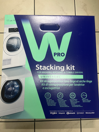 [417.000.000.003] CADRE DE SUPERPOSITION Machine à Laver /Sèche Linge UNIVERSEL AVEC TABLETTE WPRO - SKS100 - 484000008436